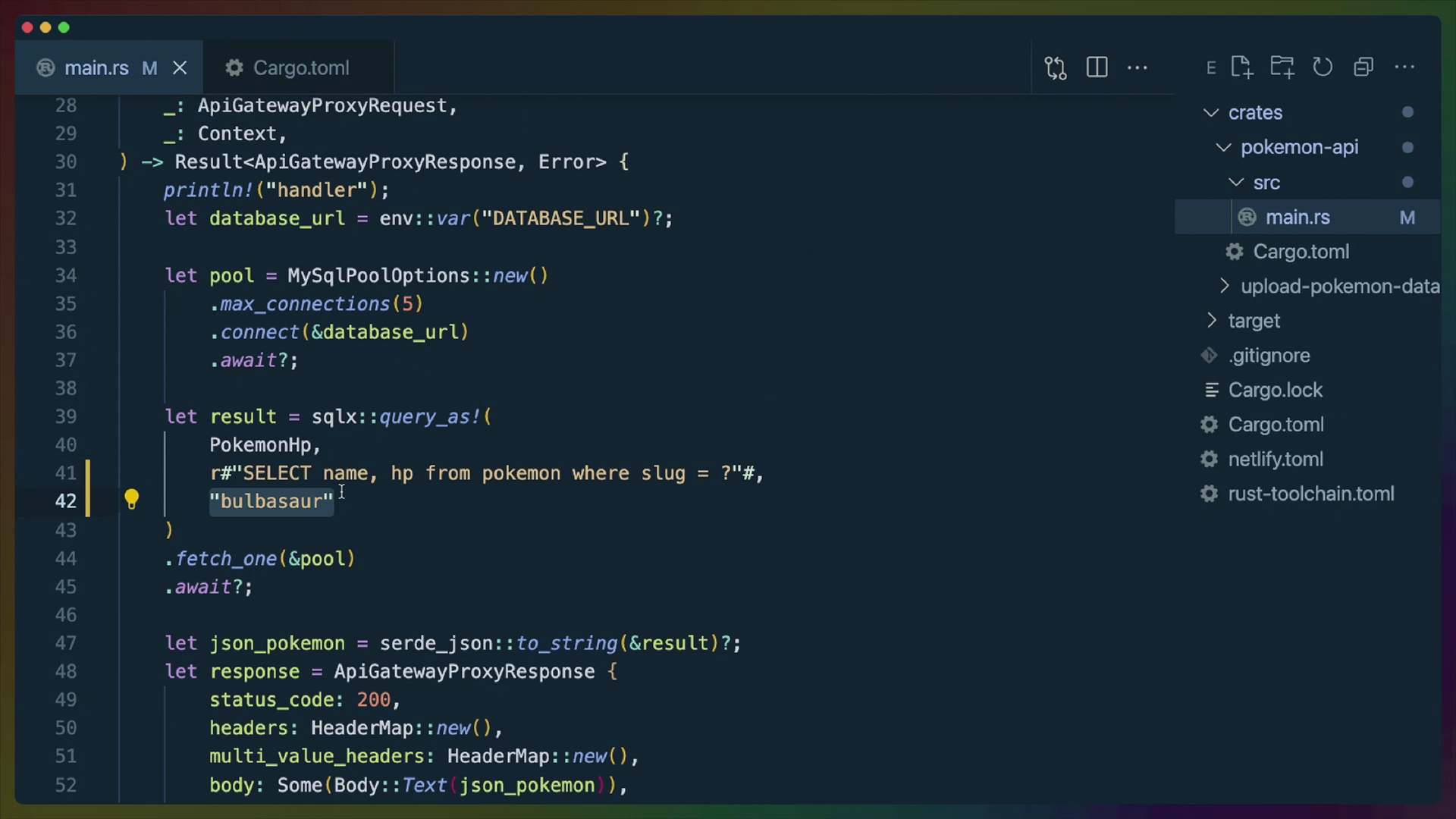 Using variables in a sqlx query